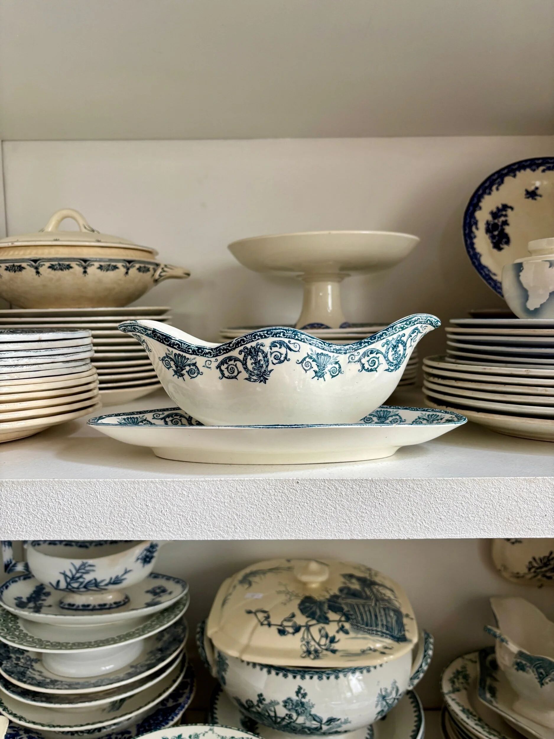 Léon Graves sauce boat in ironstone, "Marie-Louise" service.