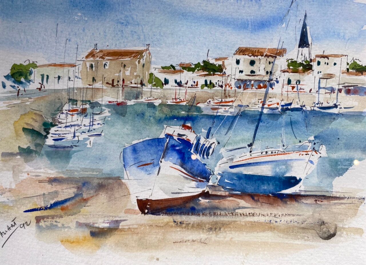 Painting, watercolor, Navy, signed and dated XX century
