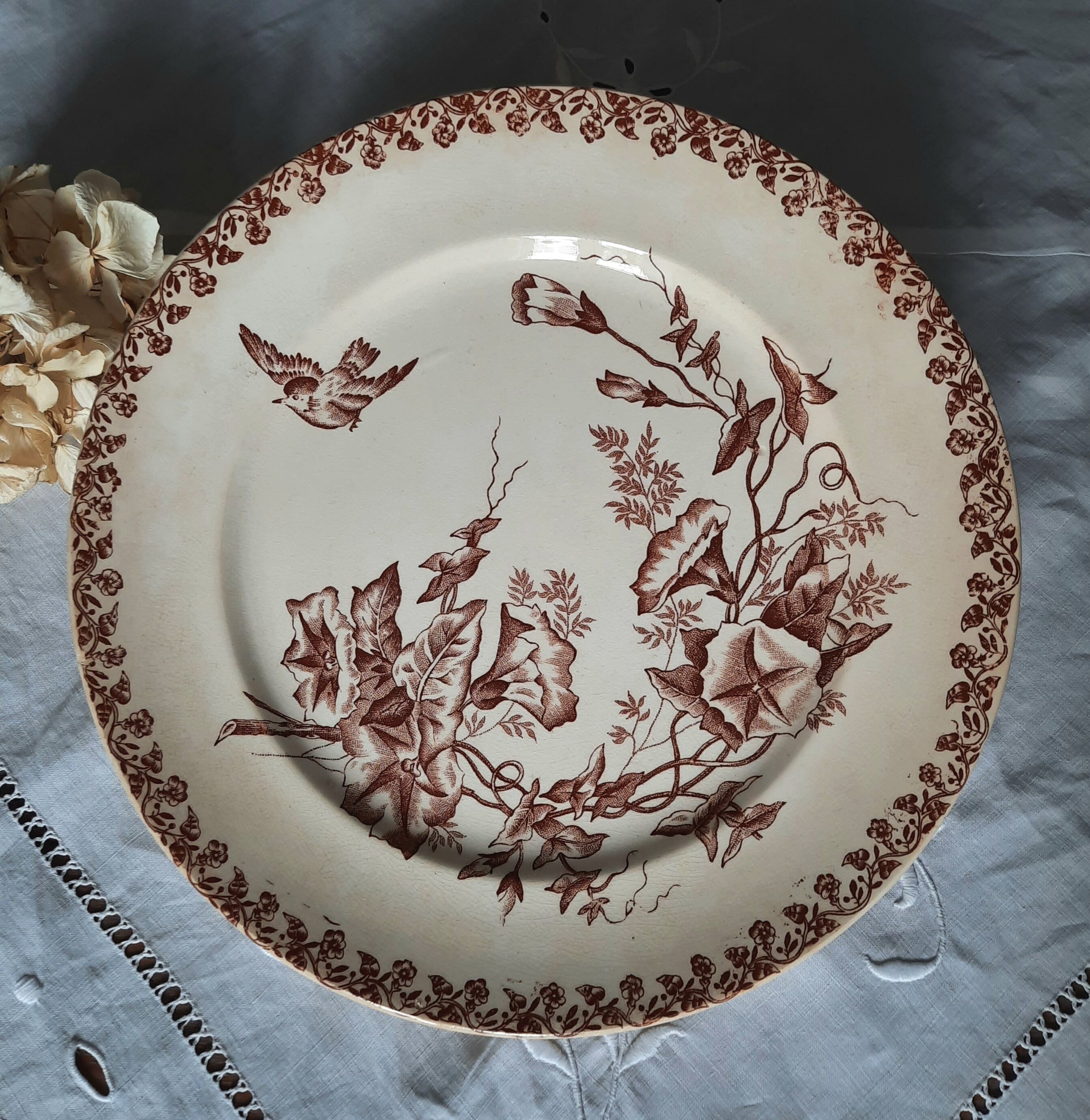 Old flat plates mismatched in earthenware