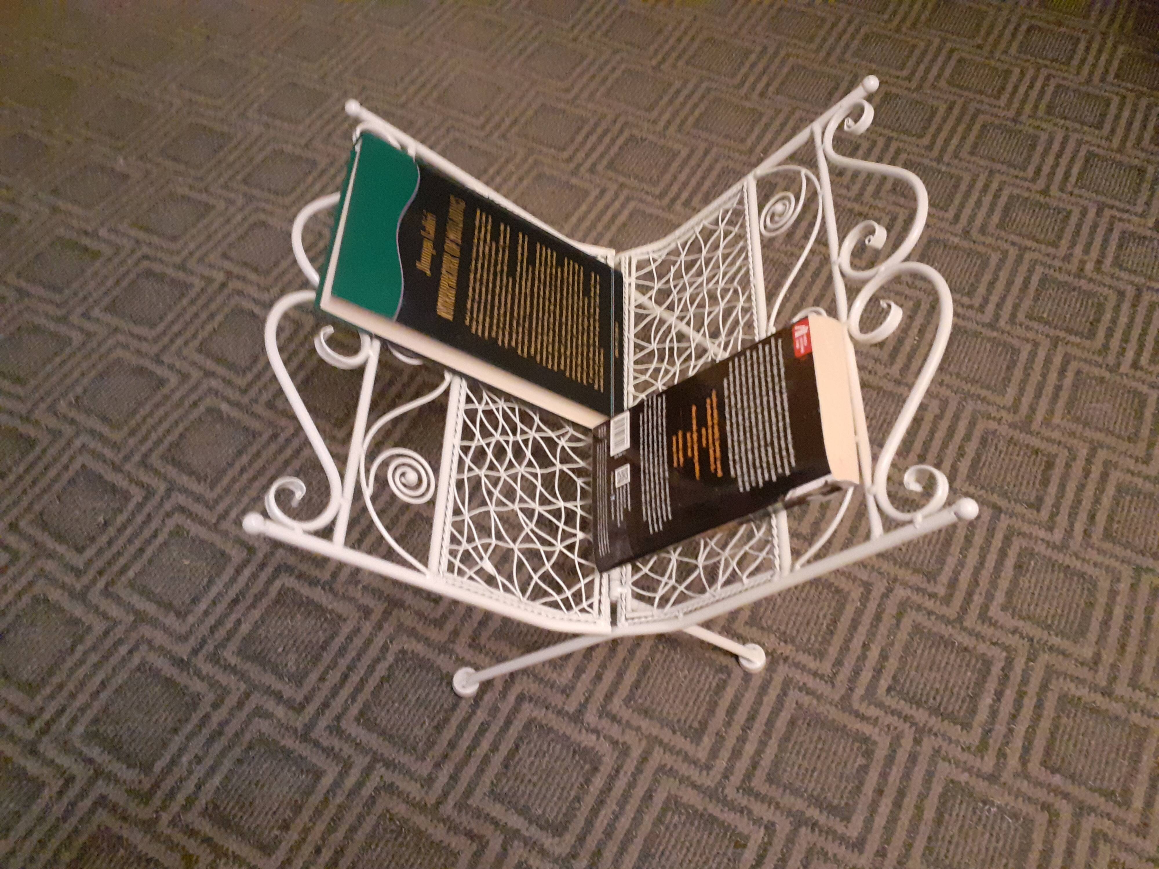 Metal magazine rack, Vintage forged iron magazine rack, folding ornament magazine rack