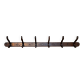 Wall-Mounted Coat Rack with 6 Curved Wooden Hooks Vintage #D740