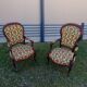 Deux fauteuils anciens style Louis XV + table guéridon en marbre