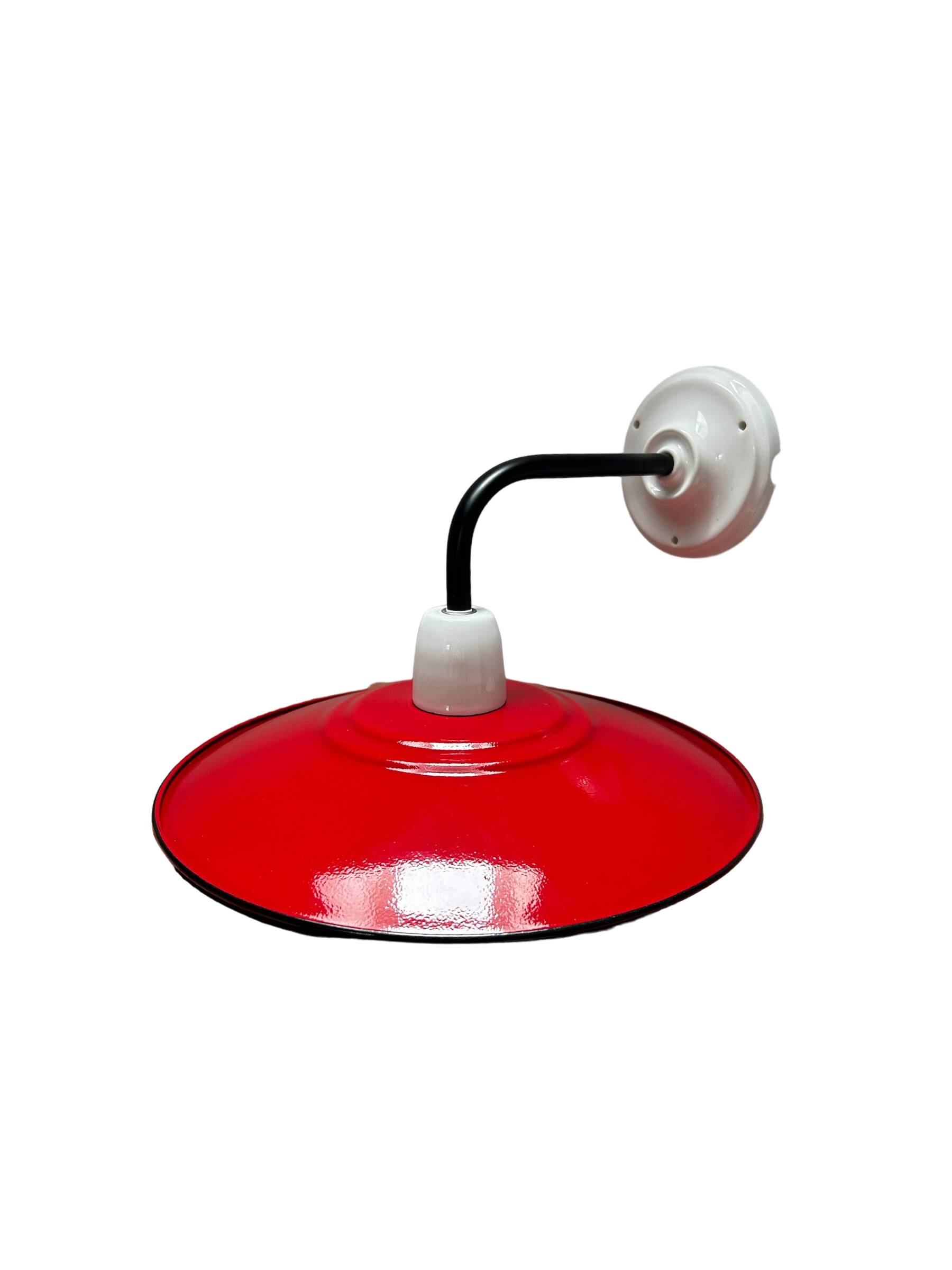 Red enamelled sheet metal wall light