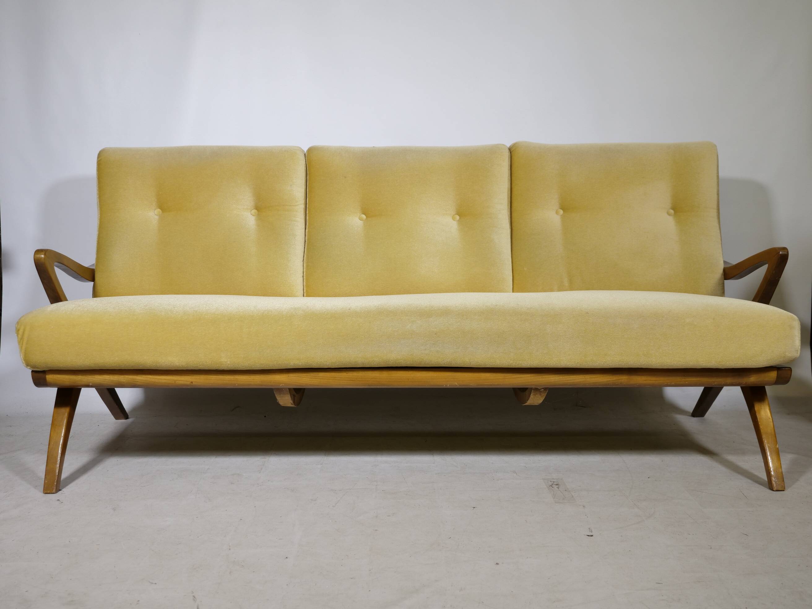 Three Seat Sofa in Wood attributed to Guglielmo Ulrich, Italy, 1950s