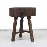 Antique Rustic Farmhouse Wabi Sabi Oak Butcher Block or Side Table