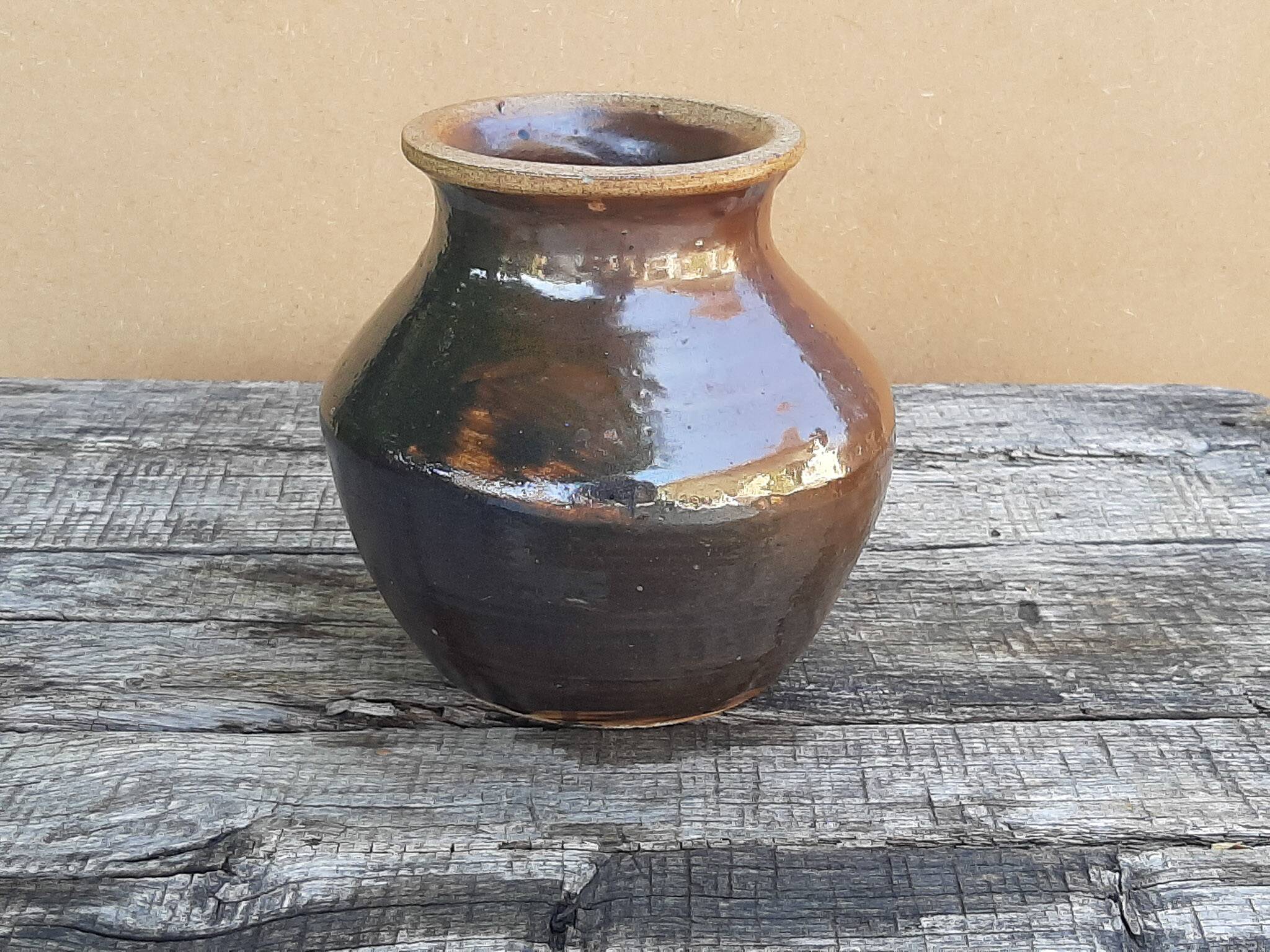 Vintage 1970s glazed stoneware vase