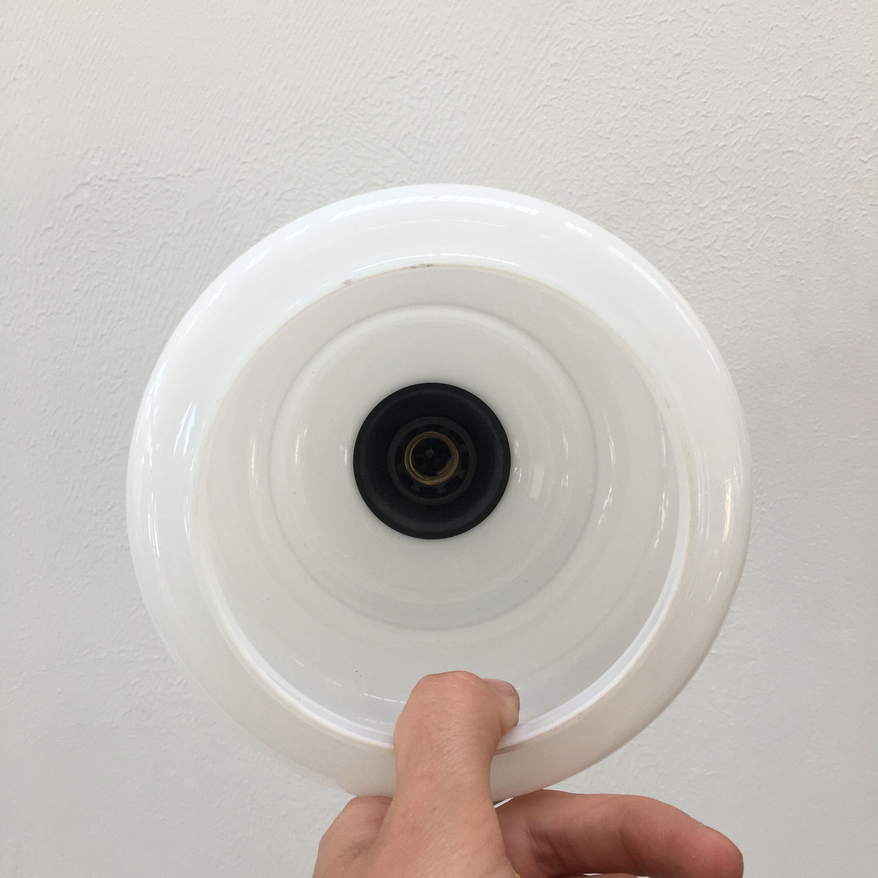 Art Deco pendant lamp in white opaline