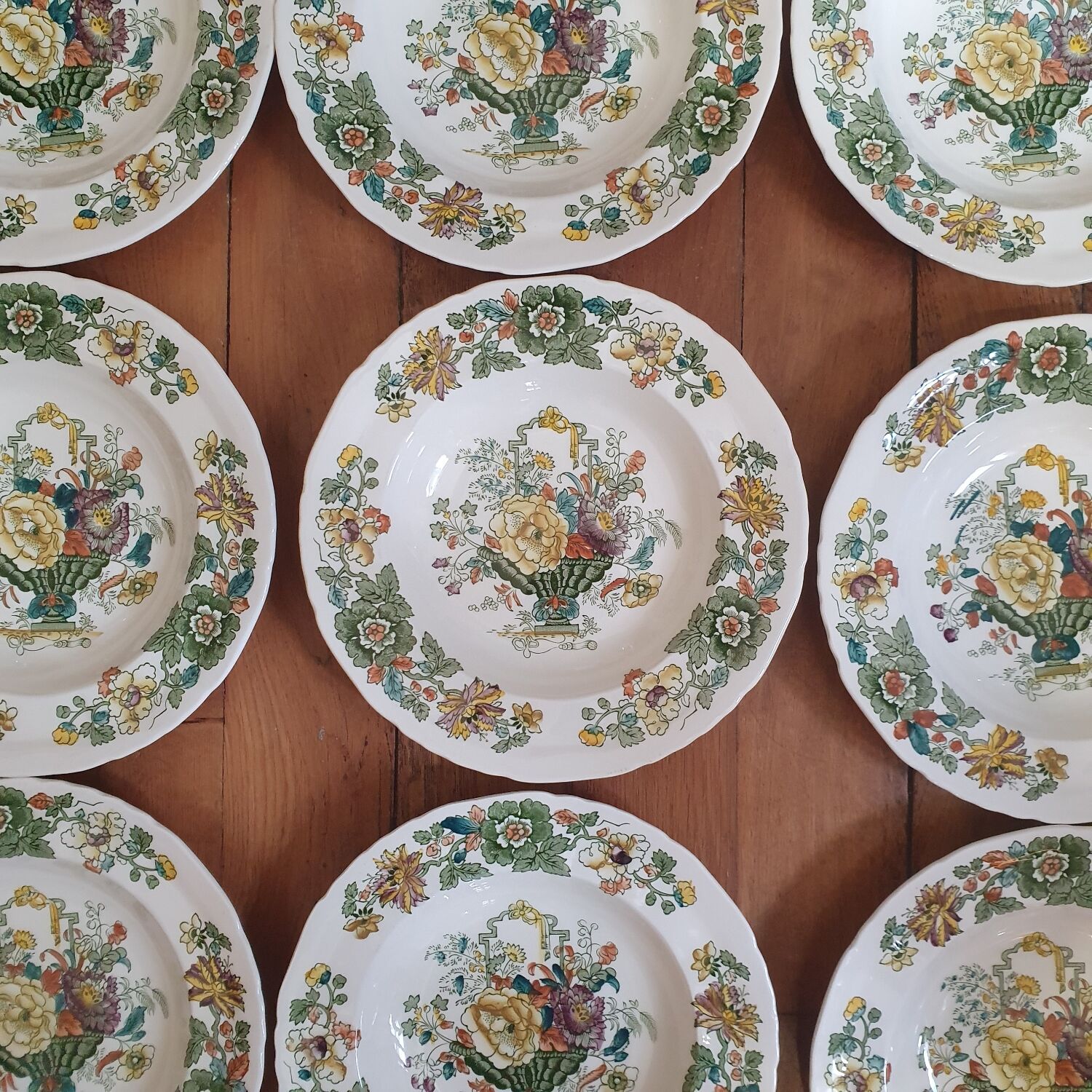 9 Mason's English soup plates
