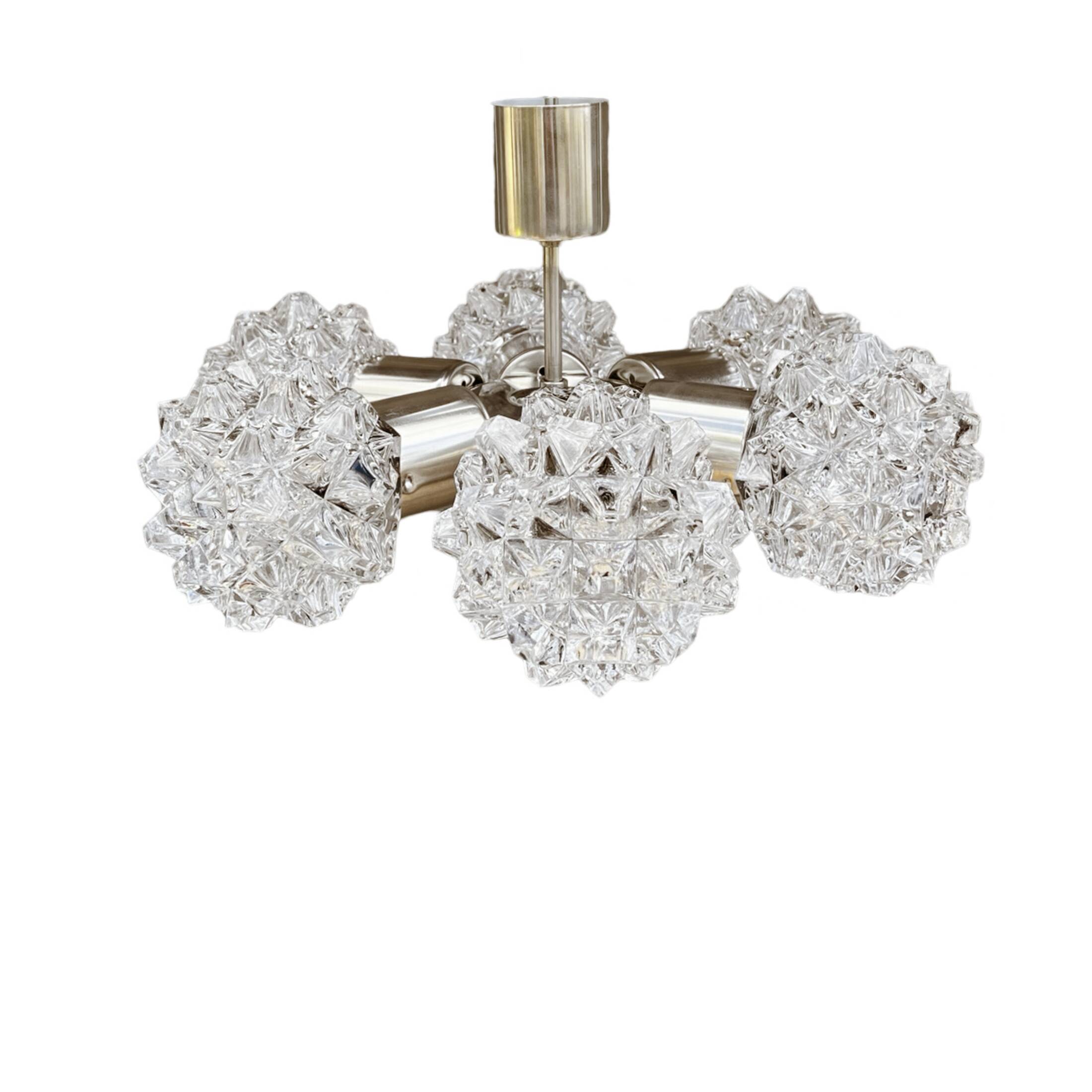 Sputnik chandelier, Kamenicky Senov, Czechoslovakia, 1970s.