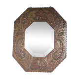 Bevelled handmade mirror in old repulsed copper - 54x45cm