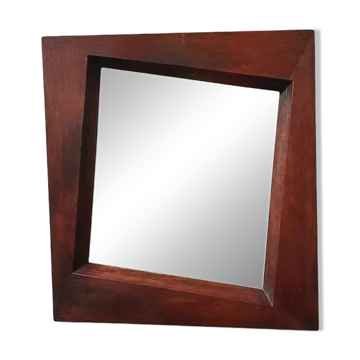 Grand miroir mural en bois exotique massif