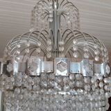 Italian crystal and chrome chandelier