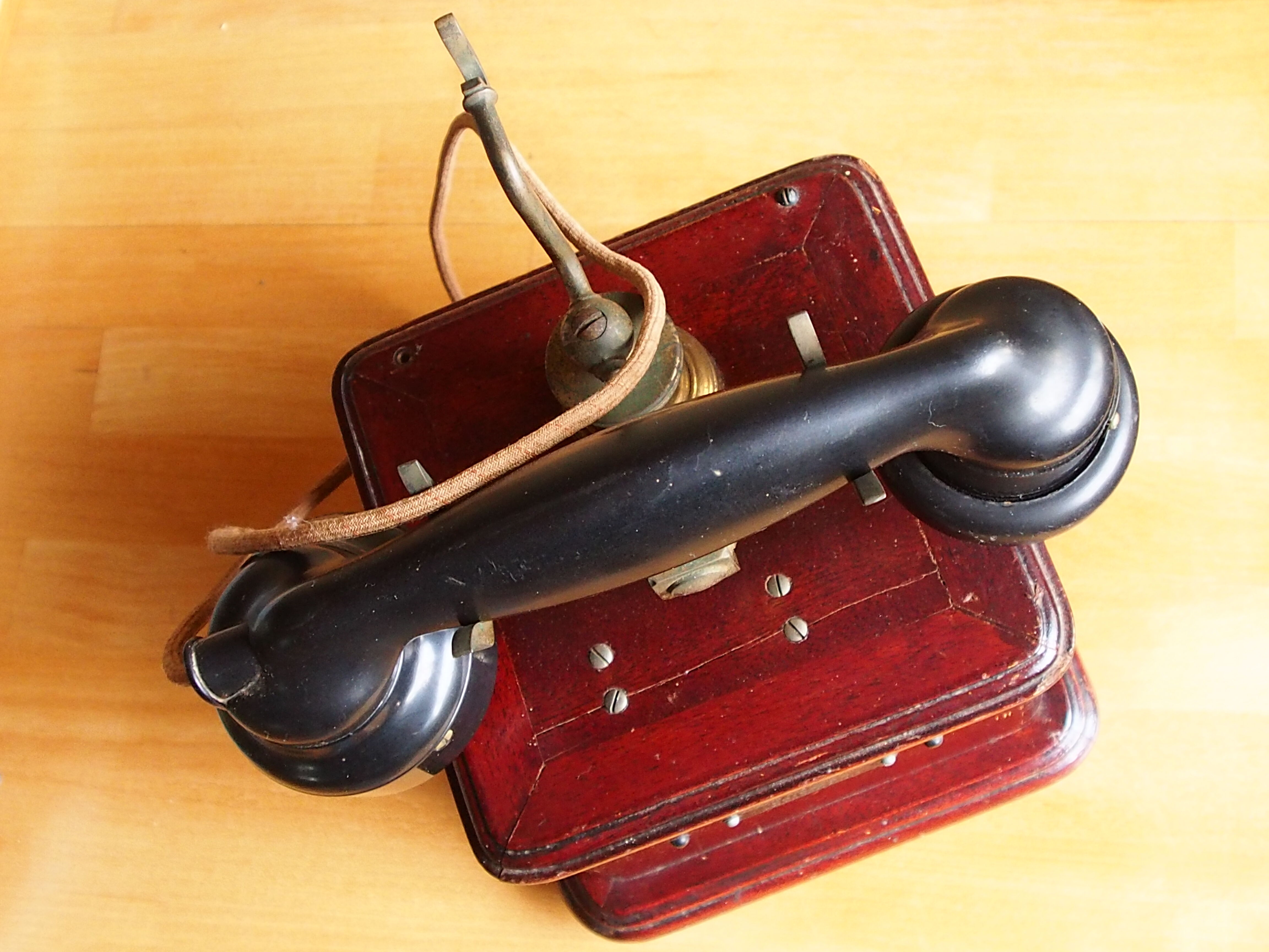 Ericsson antique telephone in wood and bakelite