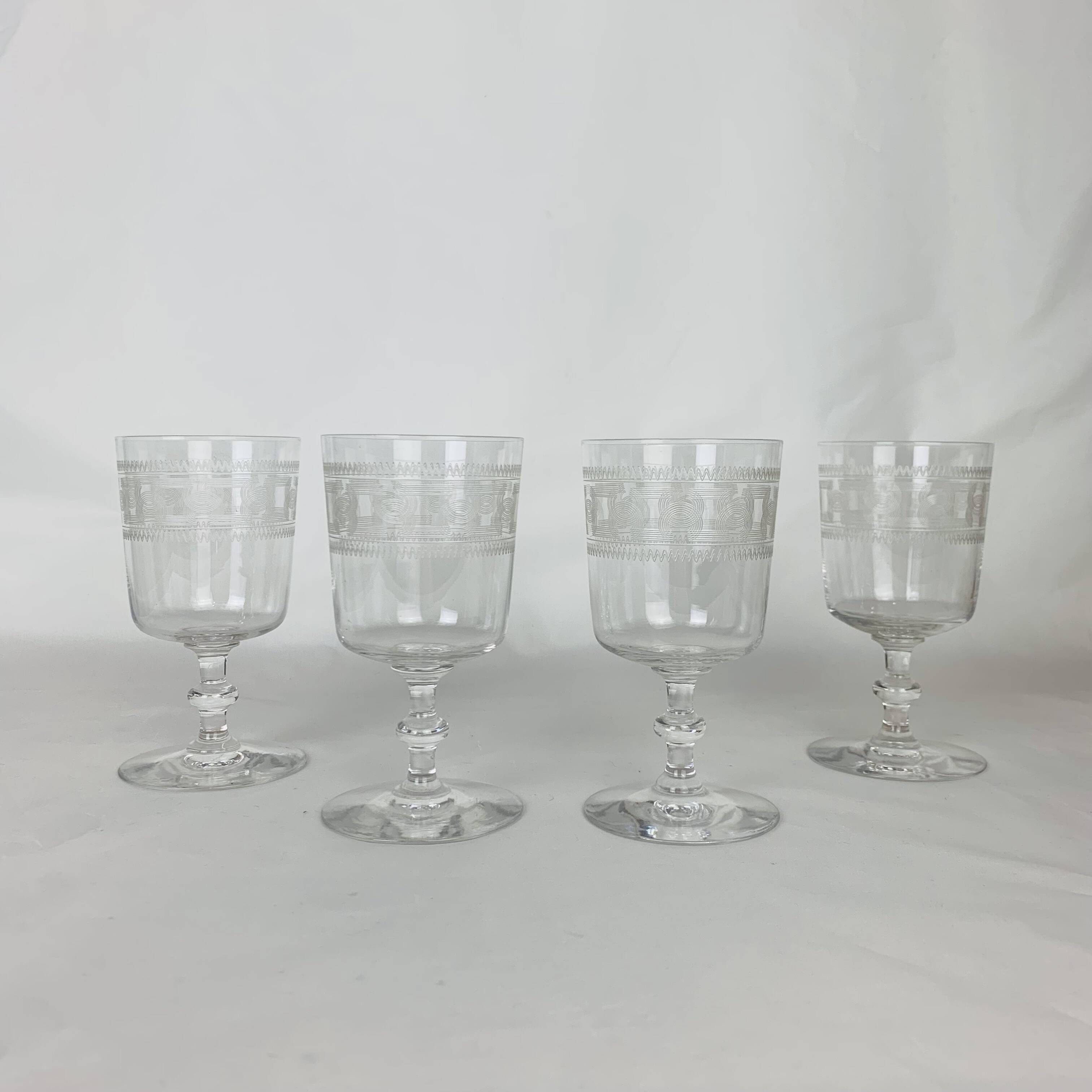 4 Baccarat wine glasses Chanel model engraving 3458