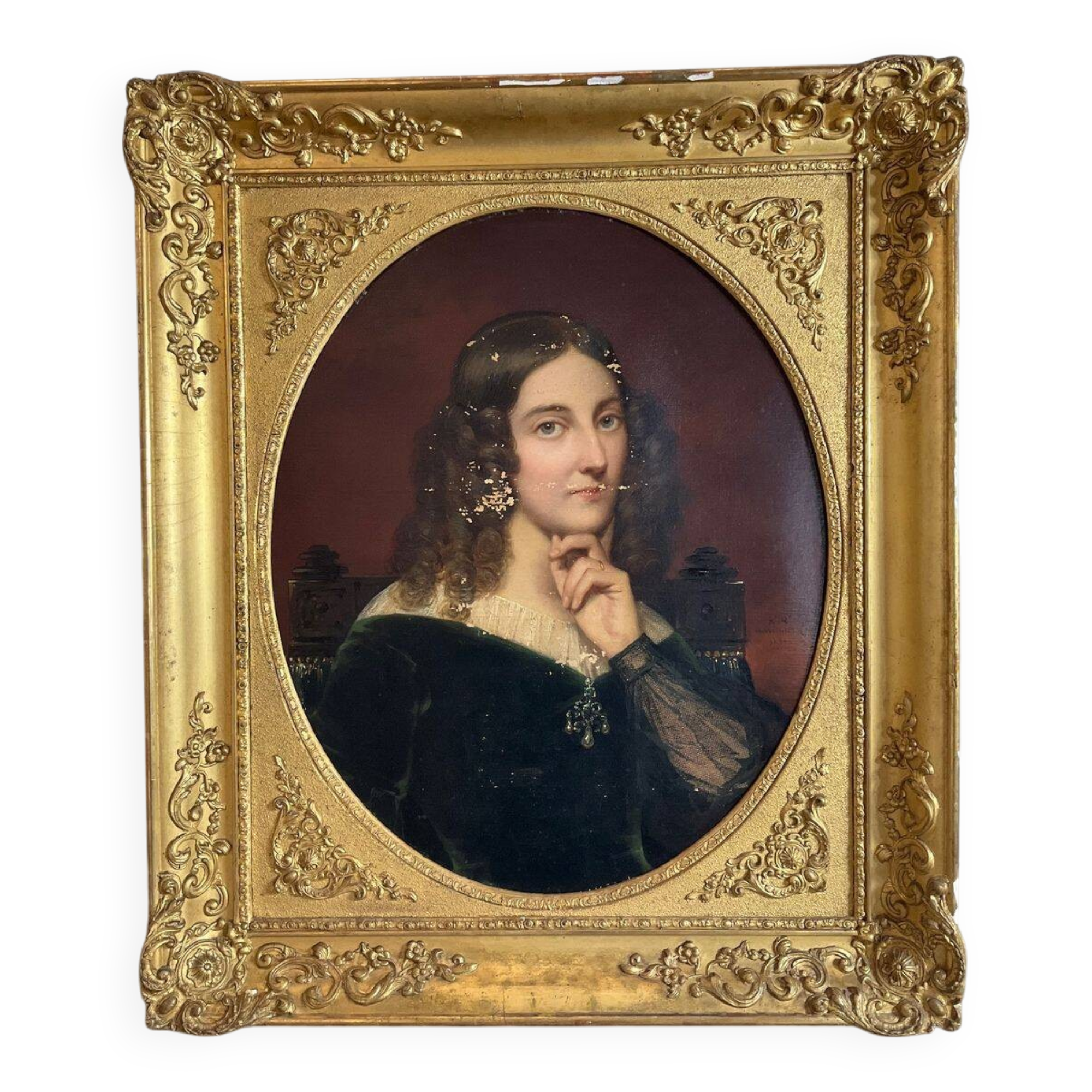 Period portrait signed Raymond Auguste Quinsac Monvoisin 1794-1870