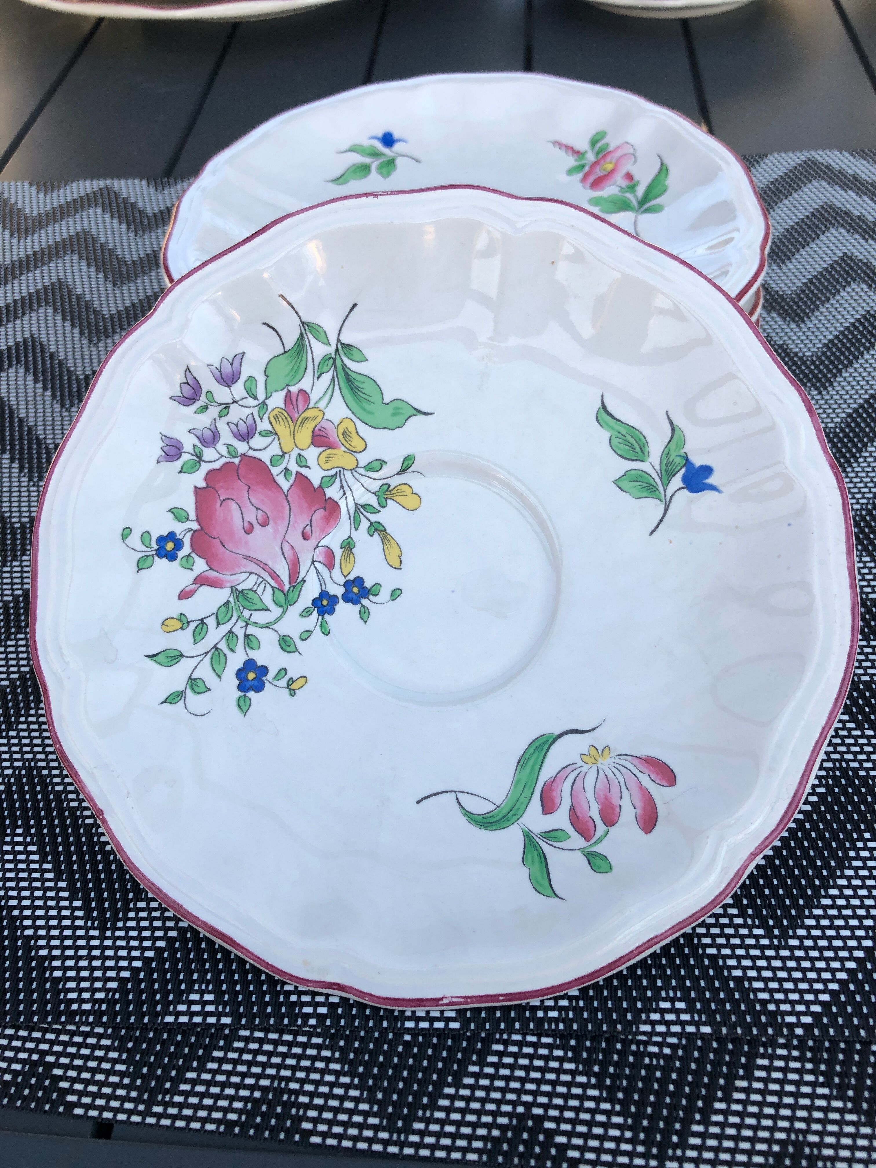 Lot de 5 soucoupes Luneville
