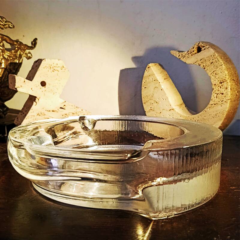 1970s Big Ashtray by Fabio Frontini for Arnolfo di Cambio in Lead Crystal,