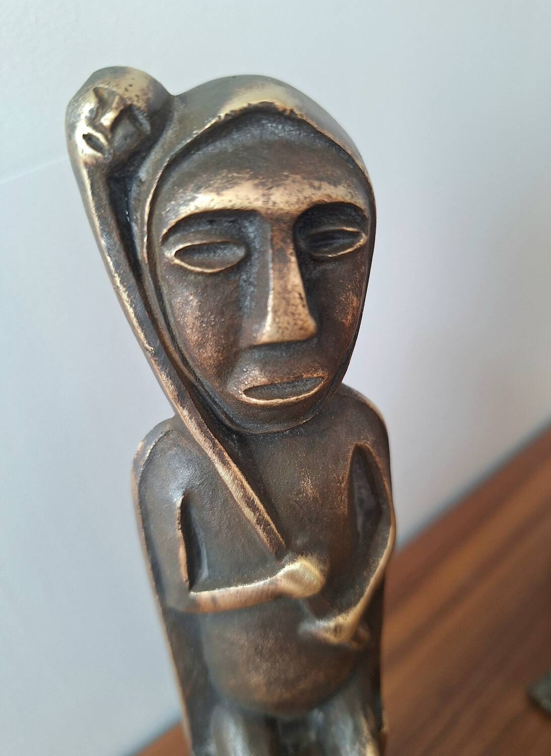 Anton Prinner pair of bronze andirons, Shaman model, statuettes vi