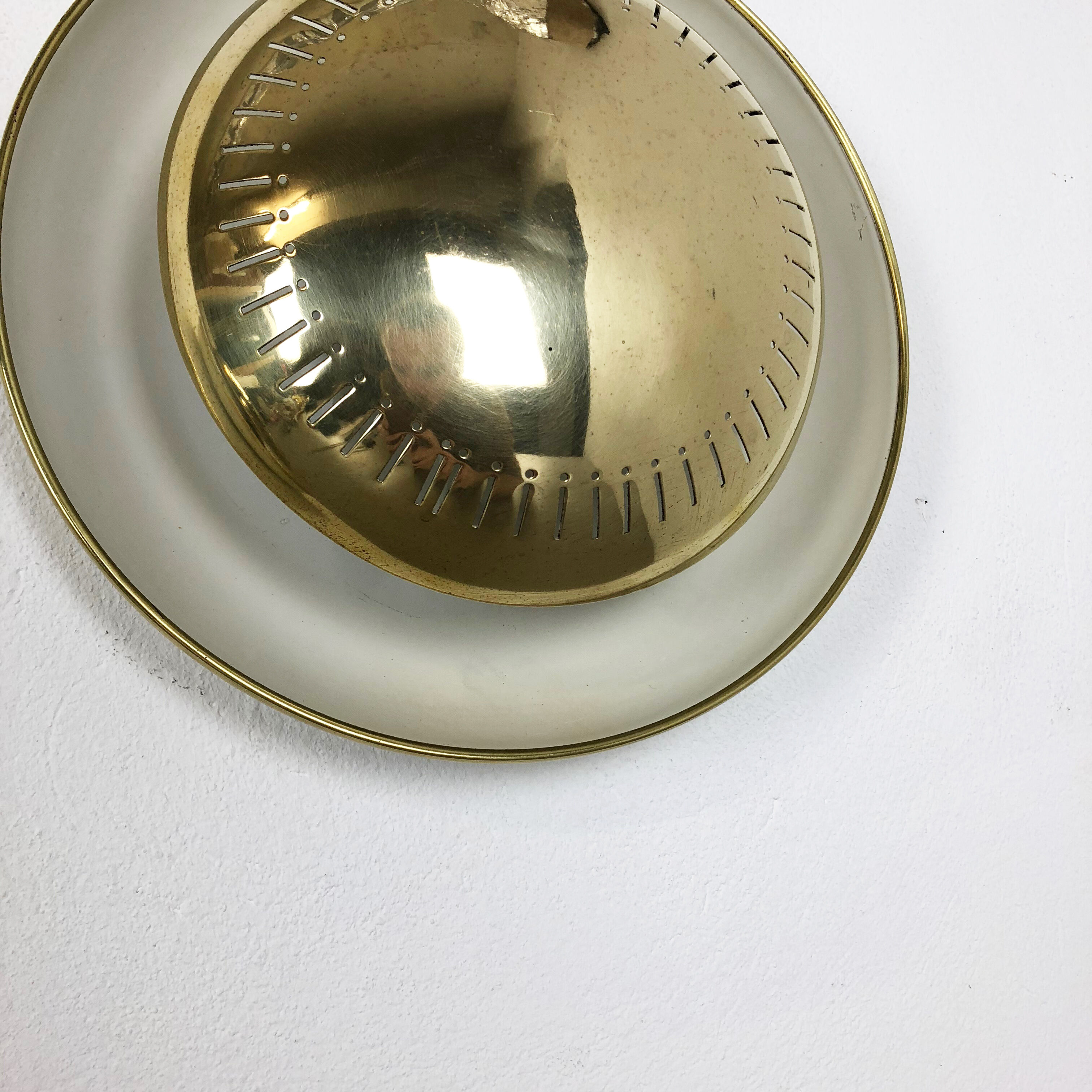 Set of two modernist brass metal sconces wall light, italy, 1950s