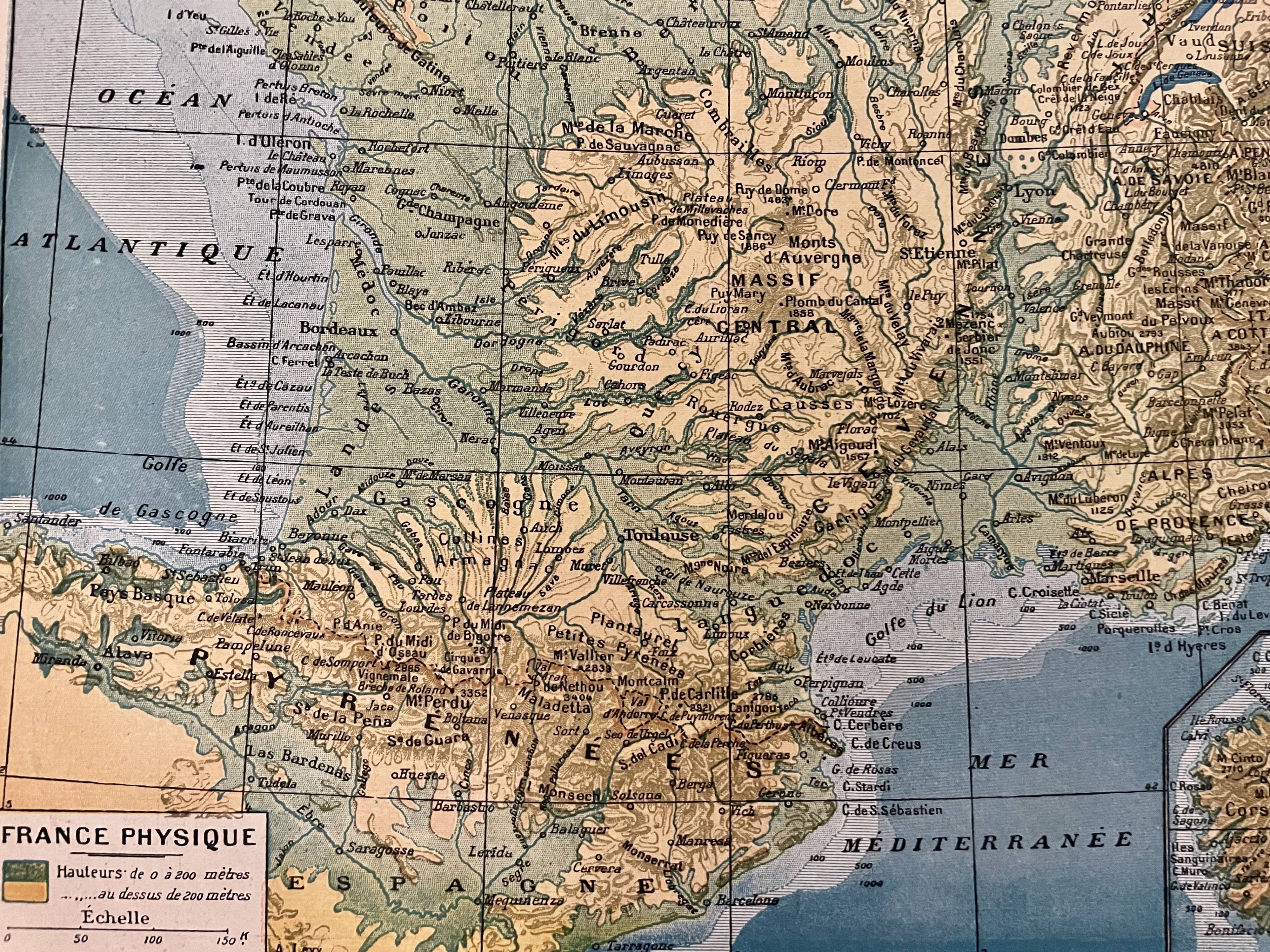Old geological map of France - 1900