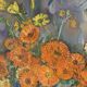Bouquet of marigolds, oil on canvas signed Maurice Bouillot 1954