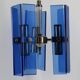 Vintage Italian pendant light in blue glass, Fontana Arte style, 1970s