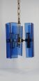 Vintage Italian pendant light in blue glass, Fontana Arte style, 1970s