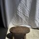 Small stool or small oval side table in solid teak wabi-sabi H24 53