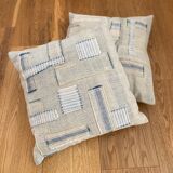 Old canvas cushion woven kilim style, patched