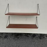 Scandinavian double shelf in teak