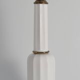 White Opaline Glass & Brass Heiberg Table Lamp, Denmark, Mid-19th century
