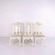 Set of six dining chairs - Neo Rococo style - white painted with decorative details - 1920s