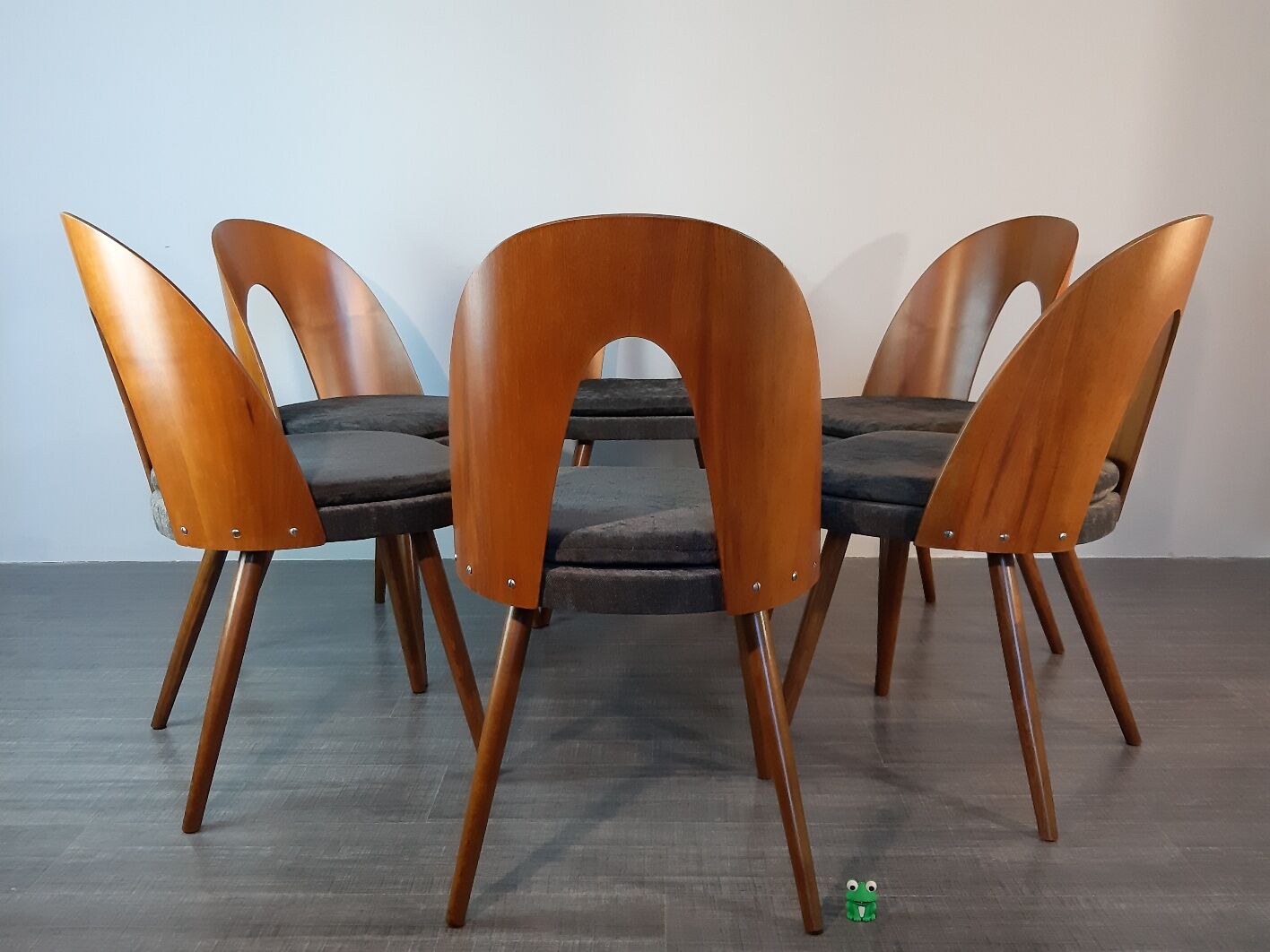 Set 6 chairs Walnut Suman by MIER, Mid-Century Czechoslovakia 1960 s