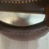 Lot of leather and vintage wood chairs