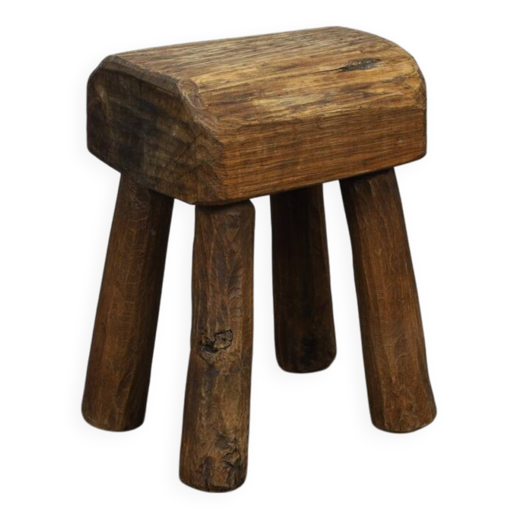 Vintage Stool Primitive Brutalist Folkart Style