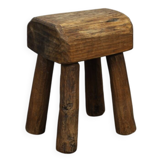 Vintage Stool Primitive Brutalist Folkart Style