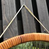 Vintage oval wicker mirror