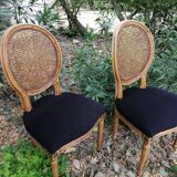 Medallion chairs back black cane