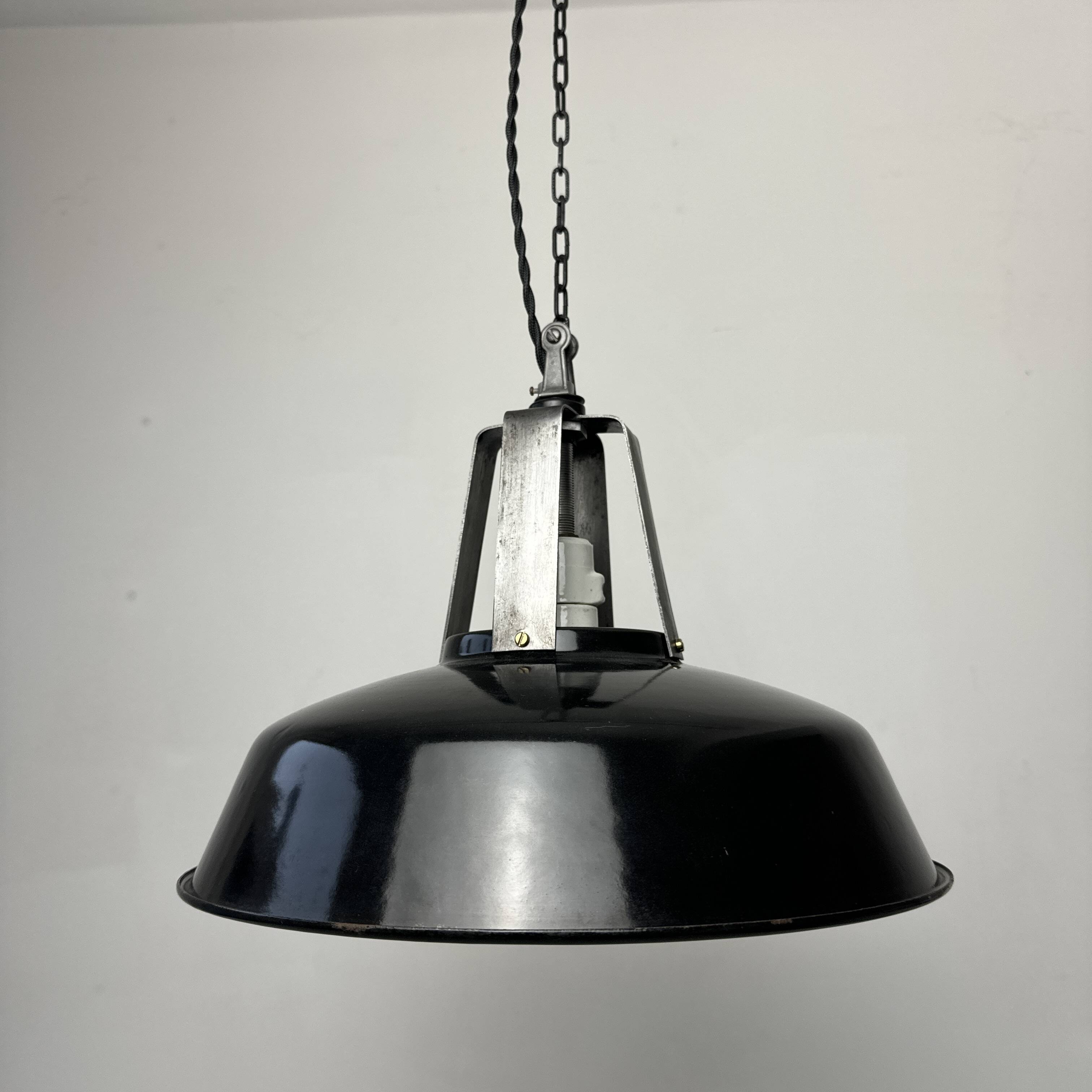 Old mazda enamelled industrial pendant 34.5 cm