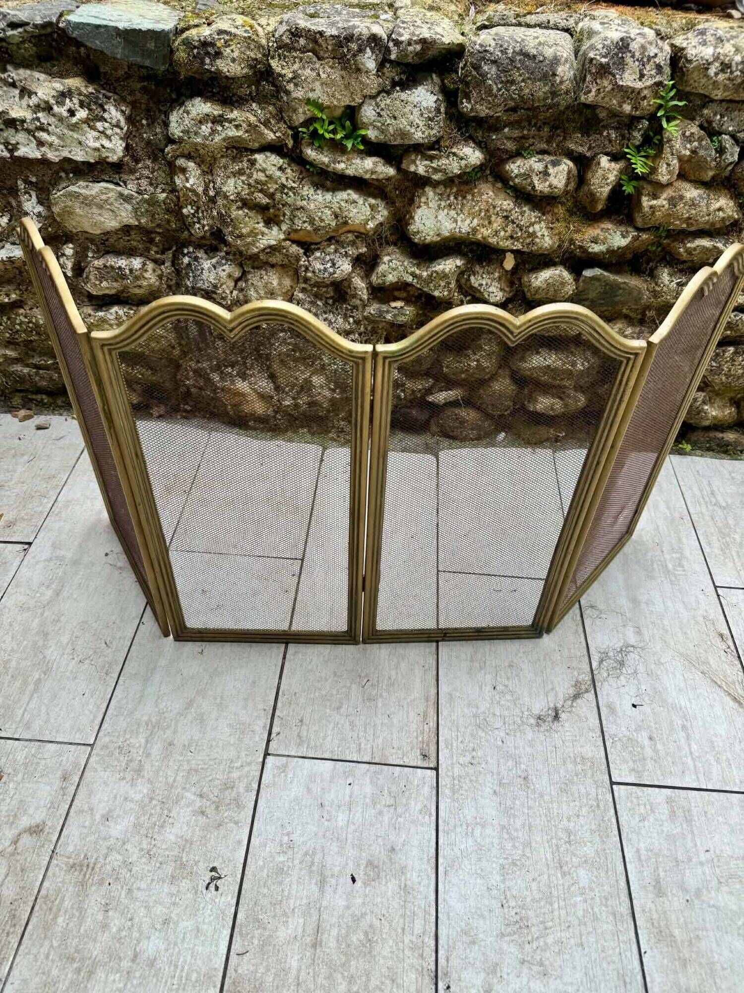 Vintage brass fireplace screen