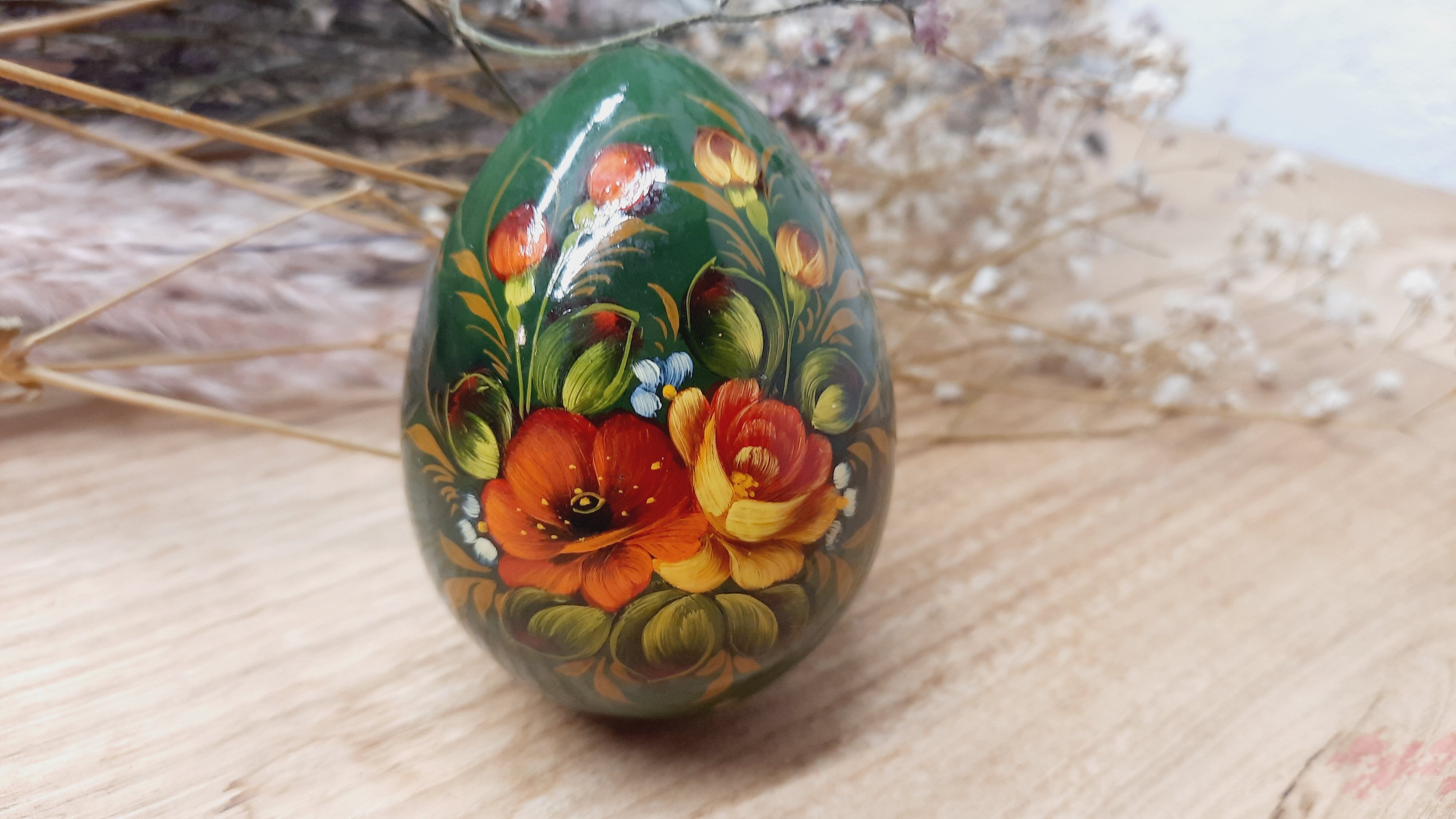 Painted wooden egg