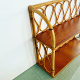 Double rattan wall shelf