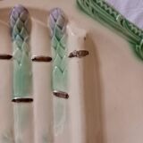 Set of 2 asparagus plates in barbotine, Longchamp earthenware, ironstone