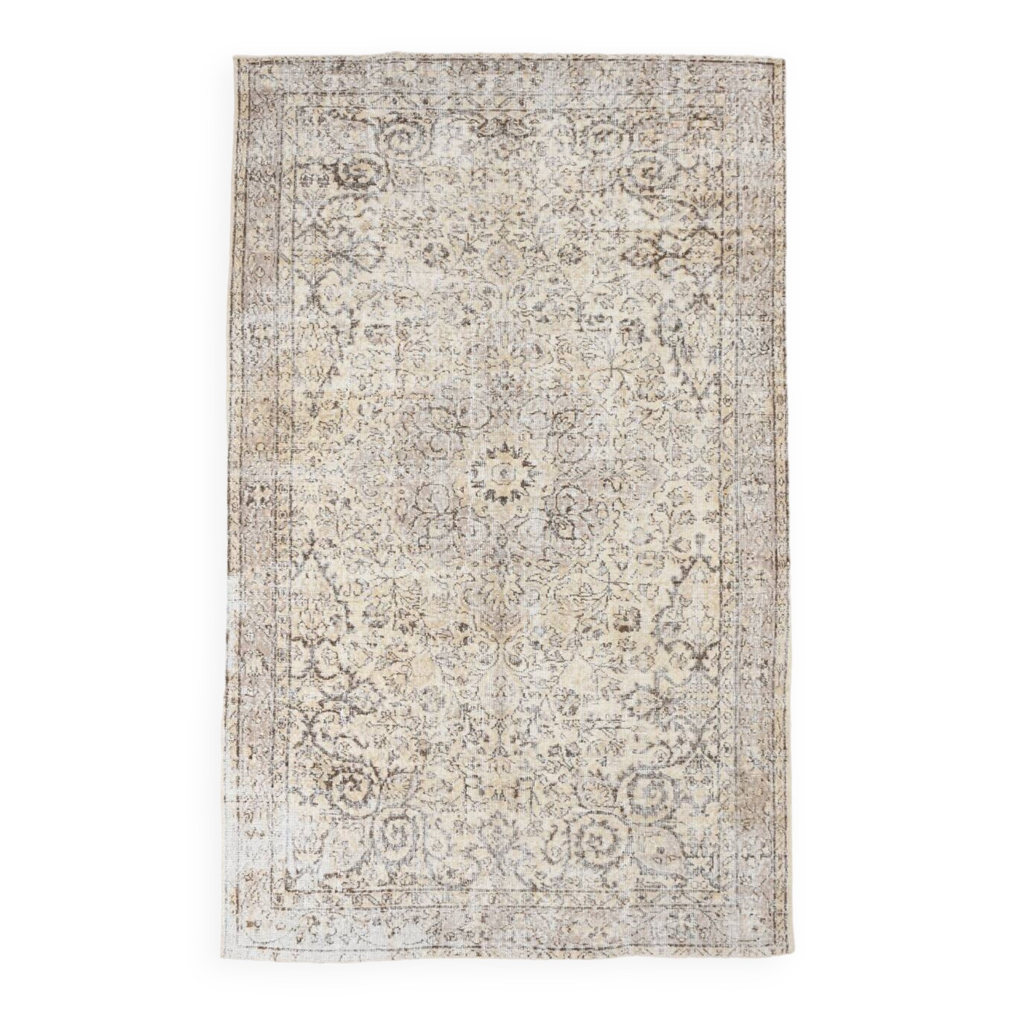 5x9 Rug For Bedroom Brown & Beige Pastel Persian Rug, 170x274Cm SK 5461