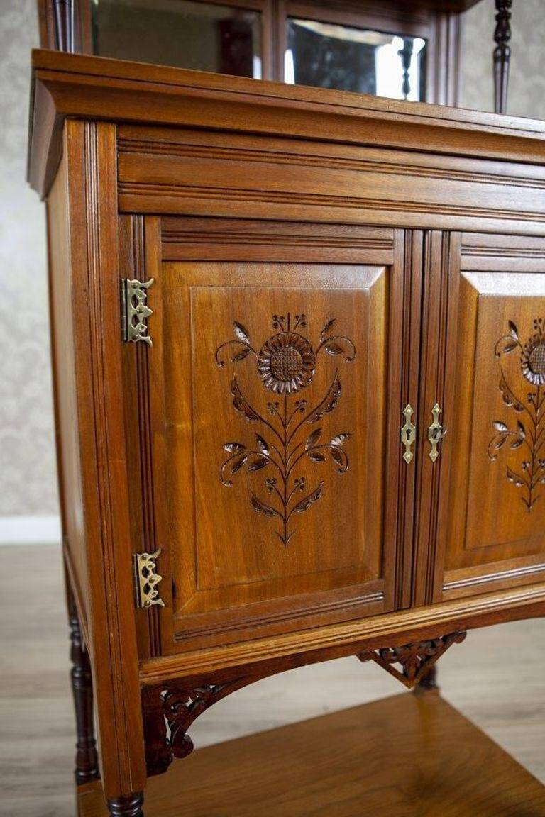 19th-Century Small Walnut Cabinet with the Motif of Sunflowers attributed to George Davis, 1890s