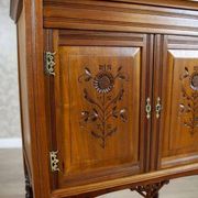 19th-Century Small Walnut Cabinet with the Motif of Sunflowers attributed to George Davis, 1890s