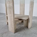 Pair of vintage travertine side tables by Willy Ballez, 1970s