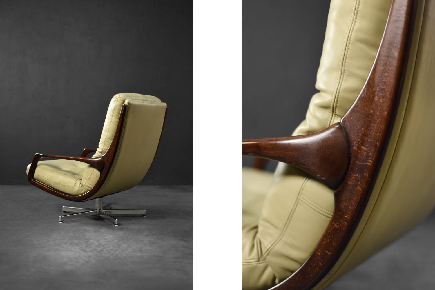 Swivel armchair in leather by Eugen Schmidt, Germany 1960