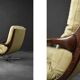 Swivel armchair in leather by Eugen Schmidt, Germany 1960