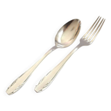 Vintage gulden cutlery in silver metal - fork + modernist spoon 1940/1950